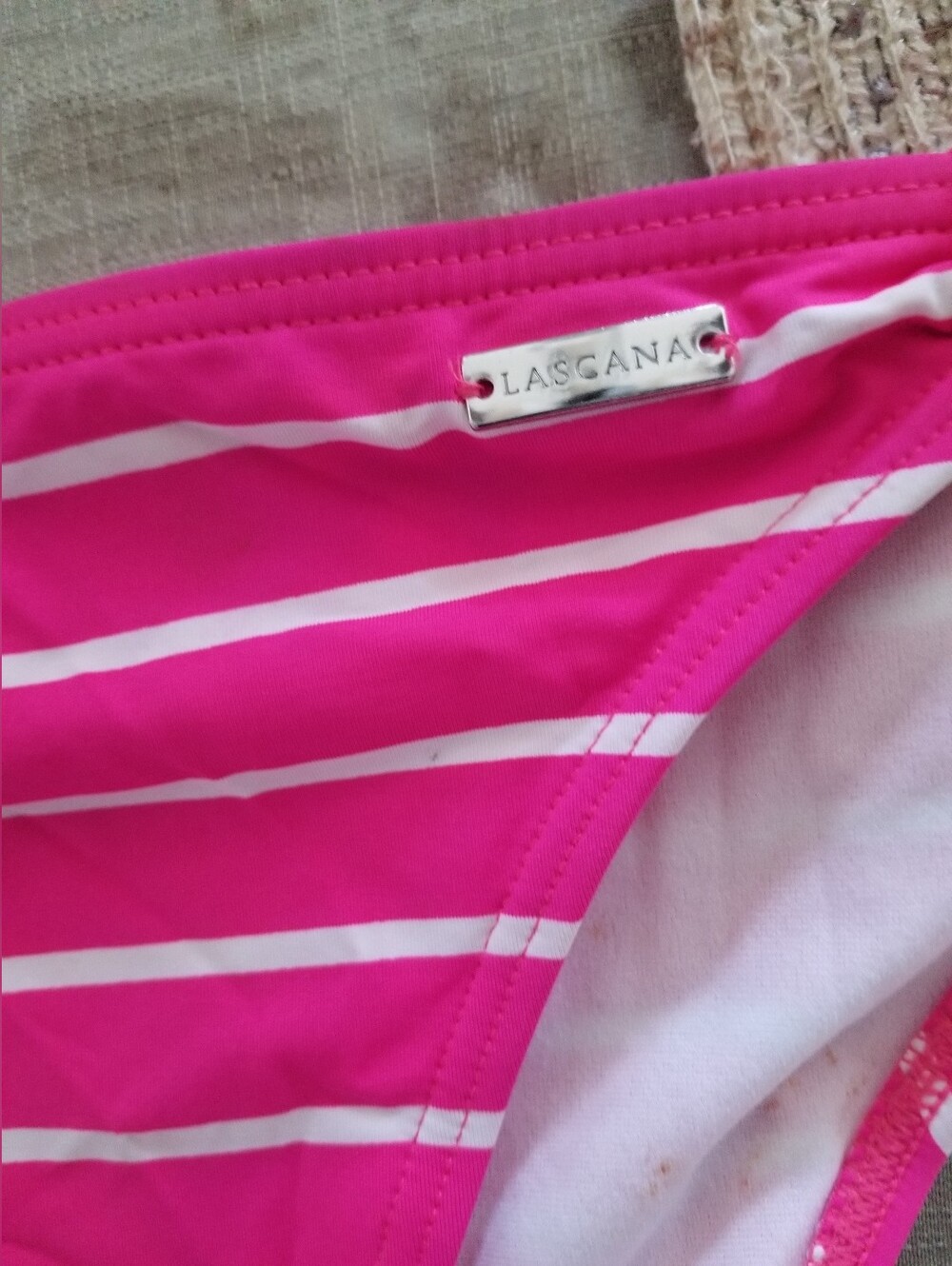 Pink White Stripe Bikini Set, Push Up Top 38 B   Bottom Size 6,  Size Medium - Picture 3 of 5